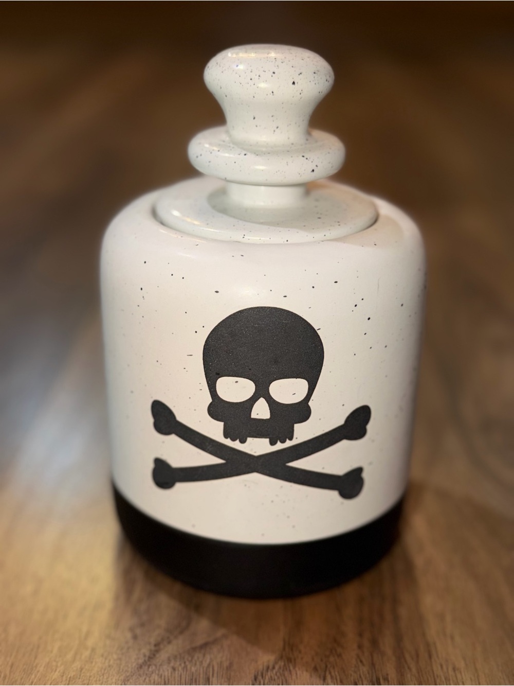 10 Strawberry Street Whimsical Cupboard Speckled Skull Canister